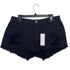 O2 Denim Beach Blast Distressed Denim Black Shorts